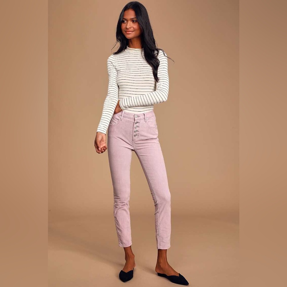 NWT Free People Sun Chaser Corduroy Skinny Jeans In Lavender Size 27.